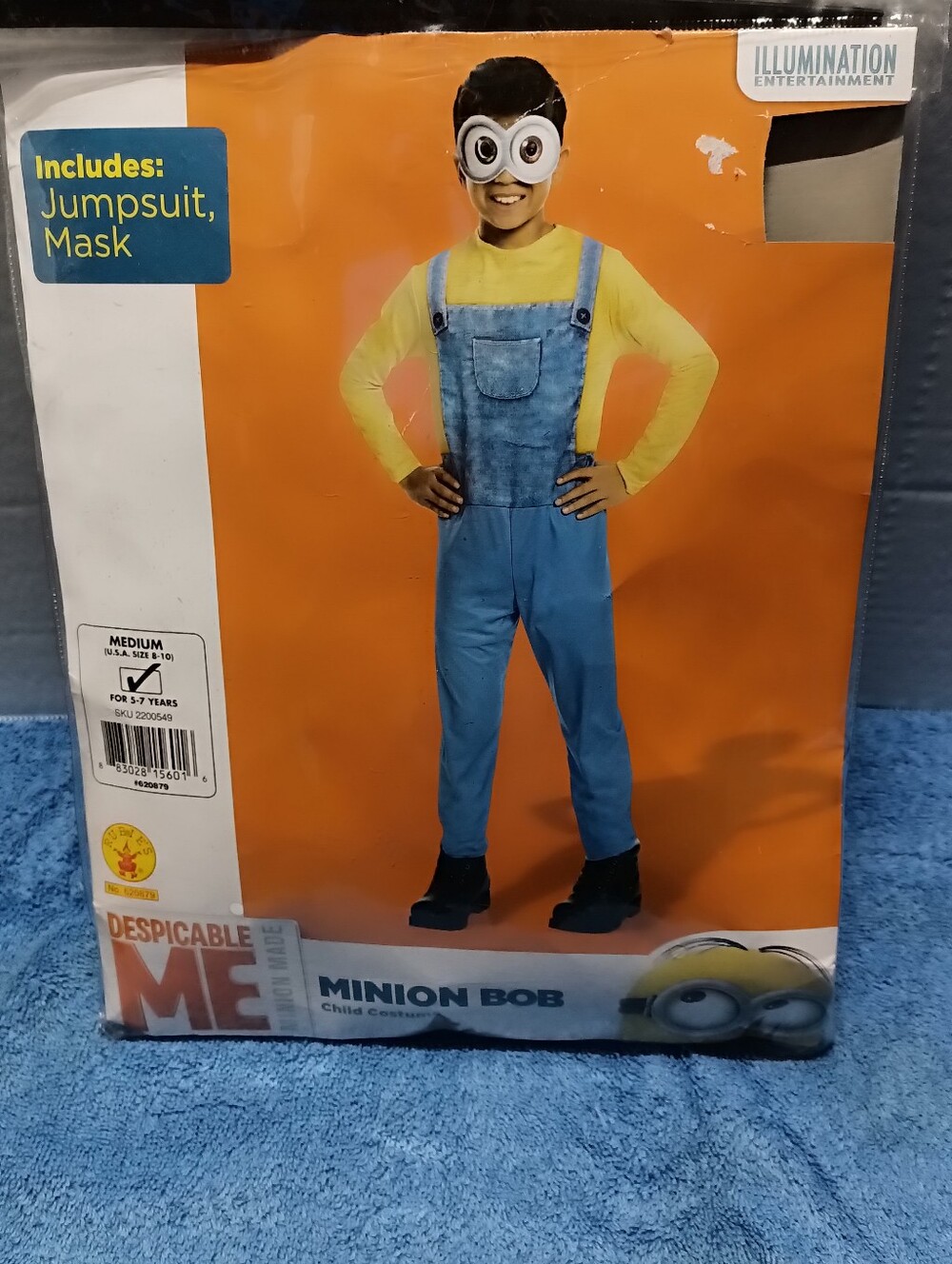 Minion Bob Costume Child Costume Size Medium 8-10 Jumpsuit in Blue and Yellow